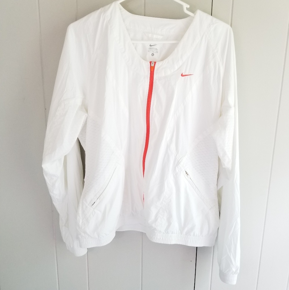 Nike Zip Up Track Coat White XL Windbreaker Jacket